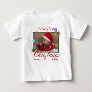 Mein allererstes Weihnachts-Foto Personalisiert Baby T-shirt