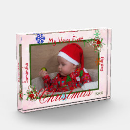 Mein allererstes Weihnachtsmädchen Personalisiert Fotoblock