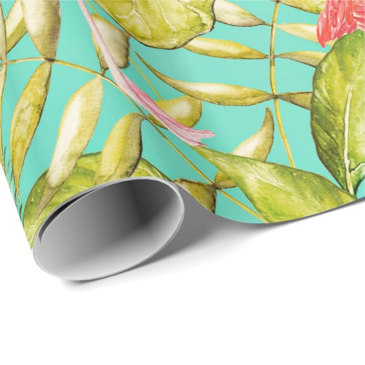 Mein Aloha Dschungel-Vogel-Flamingo-Garten Geschenkpapier (Rolleneckpunkt)