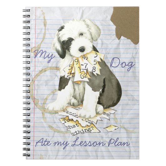 Mein alter englischer Schäferhund aß meinen Notizblock (Vorderseite)