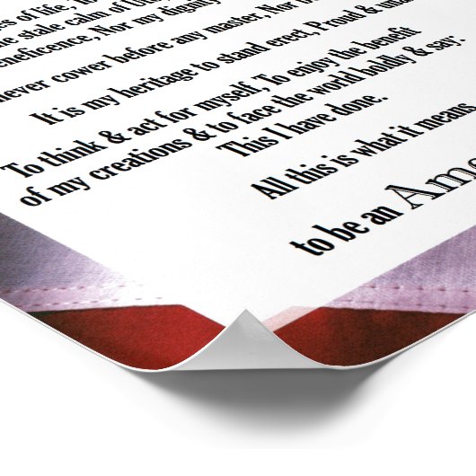 Mein amerikanisches Credo USA ist stolz, ein Ameri Poster (Ecke)