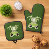 Mein anderer Grüner Froschfreund Seltzer kann sich Ofenhandschuh & Topflappen-Set (Oben Unten)