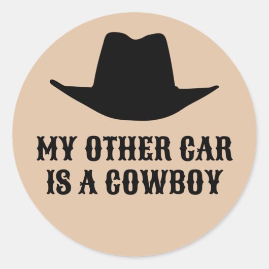 Mein Anderes Auto ist ein Cowboy Runder Aufkleber (Vorderseite)
