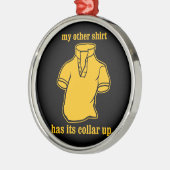 mein anderes Shirt hat seinen geknallten Kragen Silbernes Ornament (Links)