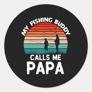 Mein Angelbuddy nennt mich Papa Retro Vintag Grand Runder Aufkleber