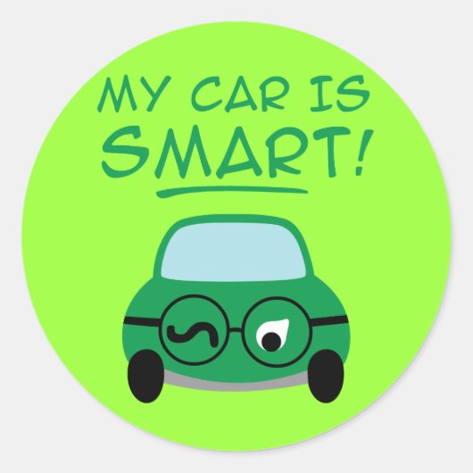 Mein Auto ist intelligent Runder Aufkleber (Vorderseite)