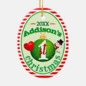 Mein Baby (Name)1. Weihnachten Keramik Ornament (Hinten)