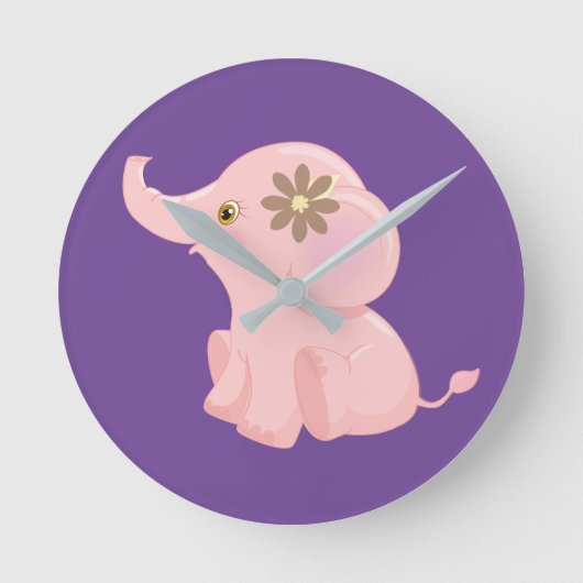 Mein Baby Pink Elephant Runde Wanduhr (Vorderseite)