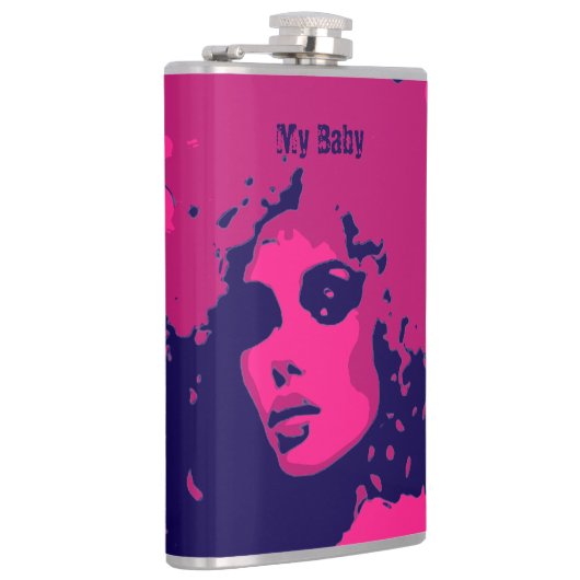 Mein Baby Retro Vinyl Wrackkolben Flachmann (Rechts)