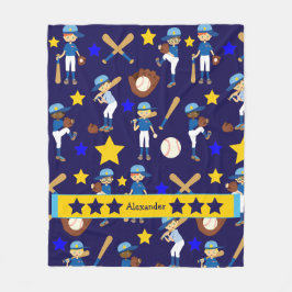 Mein Baseball Team kids Blue Gold Fleecedecke