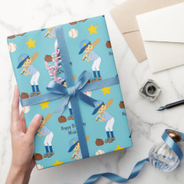 Mein Baseball-Team-Kindergeburtstag Geschenkpapier