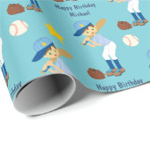 Mein Baseball-Team-Kindergeburtstag Geschenkpapier (Rolleneckpunkt)