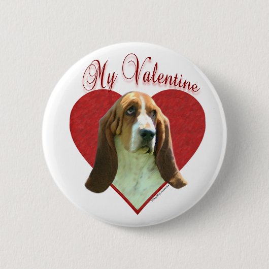 Mein Basset Hound Valentine Button (Vorderseite)