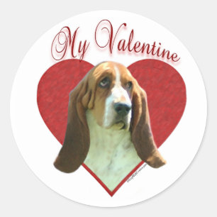 Mein Basset Hound Valentine Runder Aufkleber