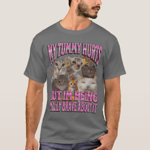 Mein Bäuchlein tut weh Lustiges Katzen-Meme-Bootle T-Shirt