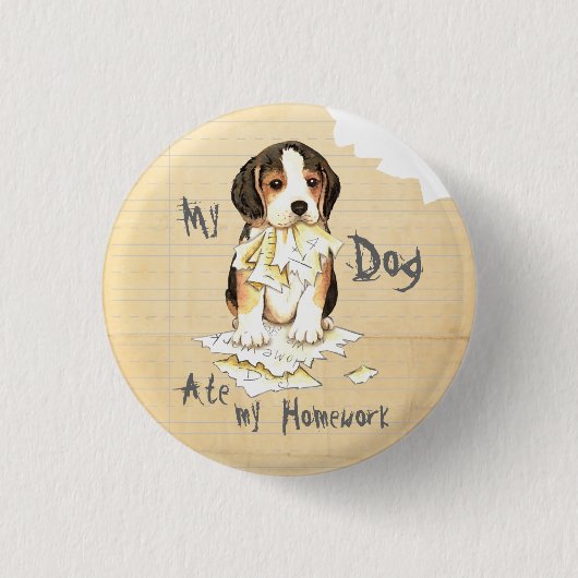 Mein Beagle ate meine Hausaufgaben Button (Vorderseite)