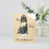 Mein belgischer Schäferhund Ate Meine Hausaufgaben Postkarte (Stehend Vorderseite)
