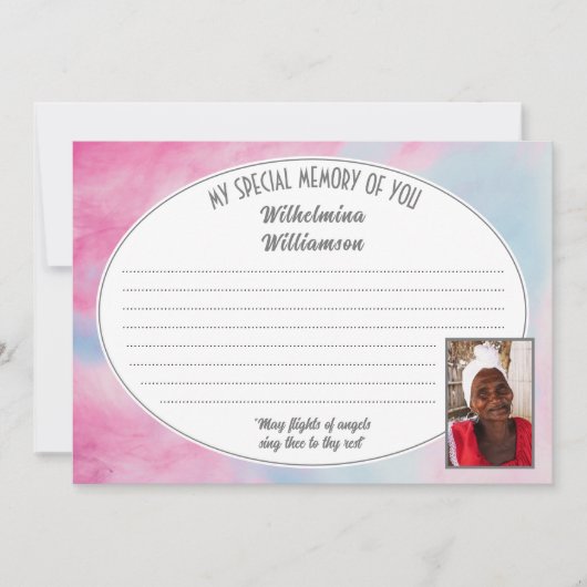 MEIN BESONDERES MEMORY VON IHNEN Foto Condolence C Einladung (Vorderseite)