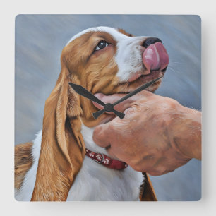 Mein bester Freund Basset Hound Quadratische Wanduhr