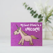Mein bester Freund ist ein Einhorn Postkarte (Stehend Vorderseite)