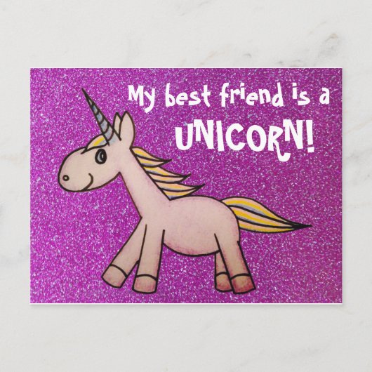 Mein bester Freund ist ein Einhorn Postkarte (Vorderseite)