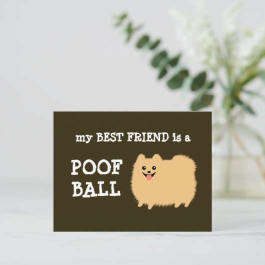 Mein bester Freund ist ein Poof Ball - Funny Pom C Postkarte (Stehend Vorderseite)