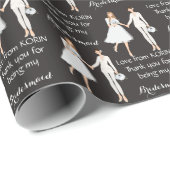 Mein bester Freund ist meine Bridesmaid Black Geschenkpapier (Rolleneckpunkt)