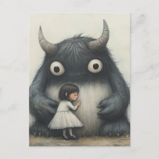 Mein bester Freund Kind und Monster Postkarte (Vorderseite)