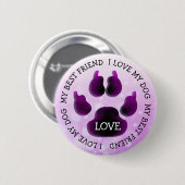 Mein bester Freund Paw Print Dog Canine Button (Vorne & Hinten)