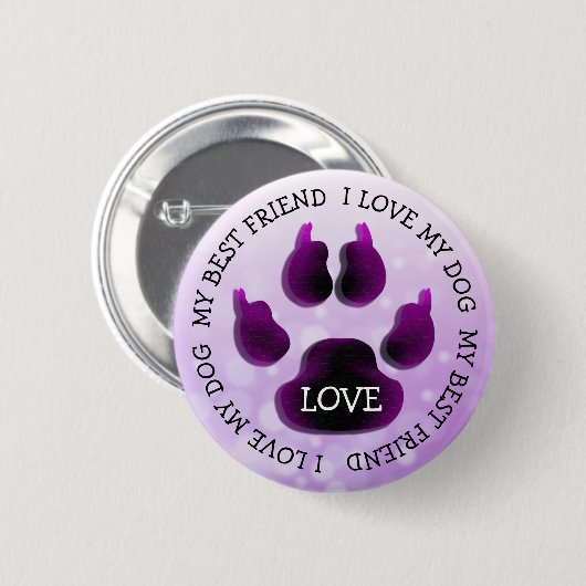 Mein bester Freund Paw Print Dog Canine Button (Vorne & Hinten)
