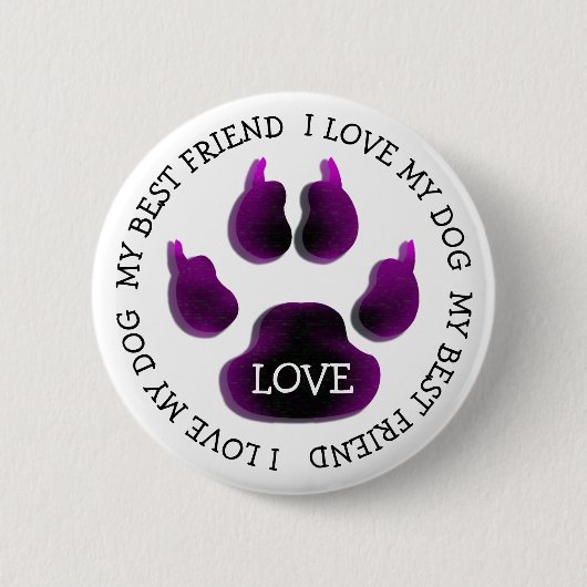 Mein bester Freund Paw Print Dog Canine Button (Vorderseite)