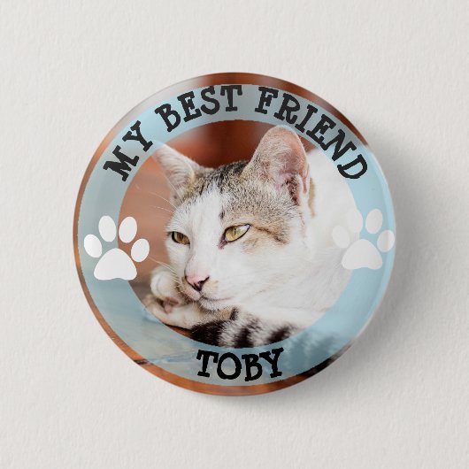 Mein bester Freund, Pawprints Cat-Foto Button (Vorderseite)
