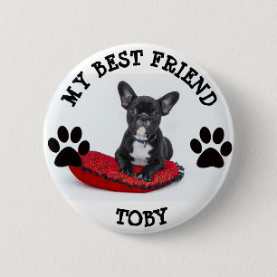 Mein bester Freund, Pawprints Foto für Hunde Button