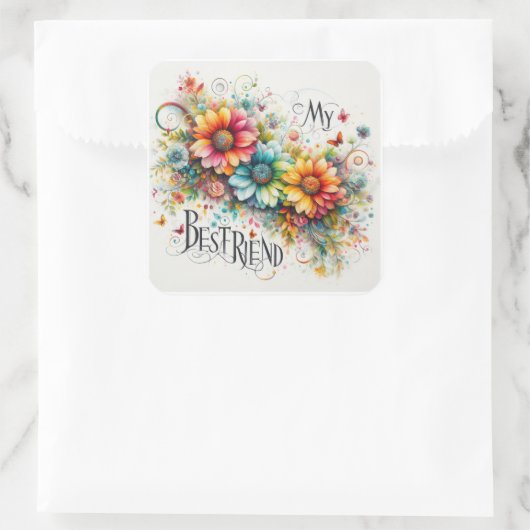 mein bester Freund Quadratischer Aufkleber (Tasche)