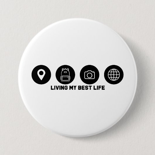Mein bestes Leben leben auf Reisen Button (Vorderseite)