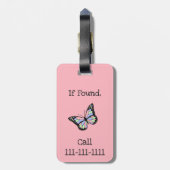 Mein Beutel Niedlich rosa mit Schmetterling und Mä Gepäckanhänger (Rückseite vertikal)