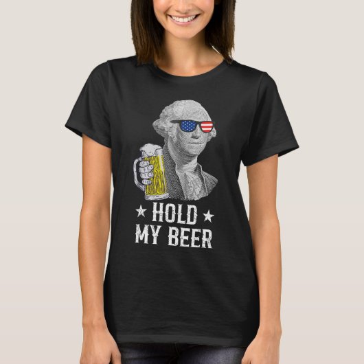 Mein Bierchen George Washington Patriot Funny 4. J T-Shirt (Vorderseite)