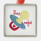 Mein Binky Silbernes Ornament (Vorne)
