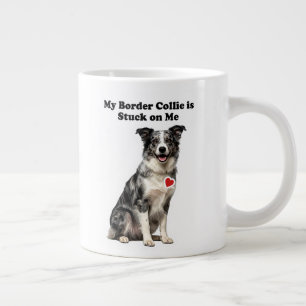 Mein Blue Merle Border Collie hängt an mir Jumbo-Tasse