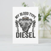 Mein Bluttyp Diesel Funny Auto Mechanic Handyman Dankeskarte (Stehend Vorderseite)