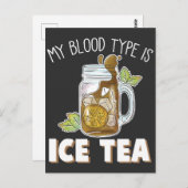 Mein Bluttyp ist Eistee Funny Iced Tea Drinker Postkarte (Vorne/Hinten)