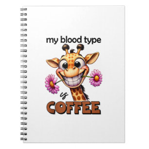 Mein Bluttyp ist Kaffee Spruch Kaffee Blutgruppe Notizblock