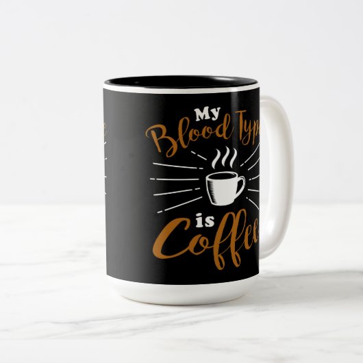 Mein Bluttyp ist Kaffee Zweifarbige Tasse (VorderseiteRechts)