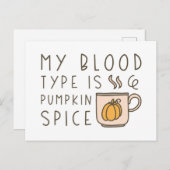 Mein Bluttyp ist Kürbisgewürz Postkarte (Vorne/Hinten)