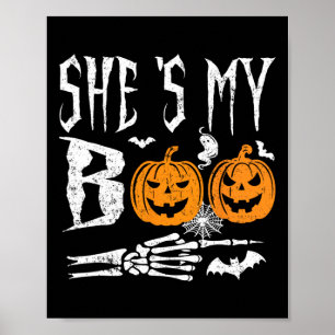 Mein Boo Skeleton Hand Pumpkin Halloween Matching  Poster