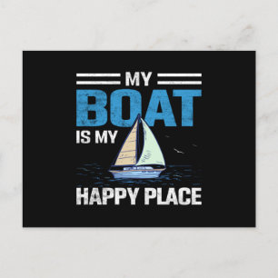 Mein Boot ist mein glücklicher Ort- Segelzitat Postkarte