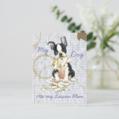 Mein Boston Terrier Ate My Lessingplan Postkarte (Stehend Vorderseite)