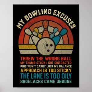 Mein Bowling entschuldigt Retro Vintage Bowler Bow Poster