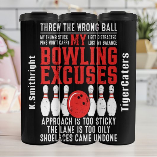 Mein Bowling entschuldigt sich für lustige Grafik Thermosbecher