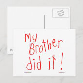 Mein Bruder hat es getan! Postkarte (Vorne/Hinten)